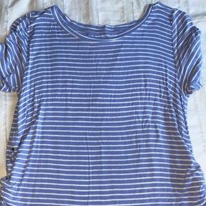 Hollister Striped Long Short Sleeve Top with Cross Side Detail
